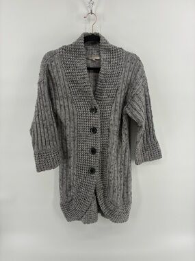 RW&CO. Wool Kid Mohair Blend Charcoal Button-Up Cardigan
